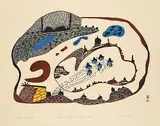 Pudlo Pudlat, Spring Landscape #30/50, 1977, colour stonecut and stencil on paper