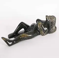 Johnny Lee Pudlat, Untitled - Alone Time, green stone carving