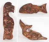Jackson Robertson, Untitled - Eagle, Salmon and Dolphin Carvings, wood carvings