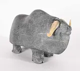 Bernadette Ivalooarjuk Saumik, Untitled - Sturdy Muskox, grey stone carving
