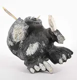Wayne Puqiqnak, Untitled - Walrus Drummer, grey stone and bone carving