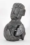 Peter Sevoga, Untitled - Man Holding Fish, grey stone carving