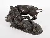Gerald T. Tailfeathers, Untitled - Steer Wrestler #12/18, bronze sculpture