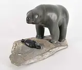 Charlie Takatak, Untitled - Sculpted Dominance, black, green and grey stone carving