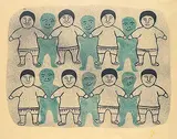 Dancers with Shadows #4/31 by Irene Avaalaaqiaq Tiktaalaaq, 1978, colour lino block on paper, sold Mar 2025