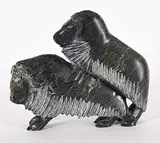 Samonie Toonoo, Untitled - Mating Muskox, black stone carving