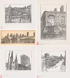 Rachel Berman, Untitled - Lot of Five Building Prints, 1989, etching on paper