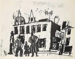 Maxwell Bennett Bates, Street Scene #28/50, 1977, lithograph on paper