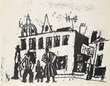 Maxwell Bennett Bates, Street Scene #28/50, 1977, lithograph on paper