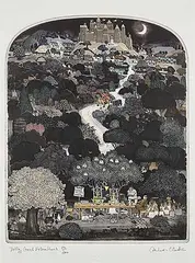 Graham Clarke, Jollygood Robin Hood #84/200, colour etching on paper
