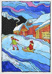 Deryk Houston, Winter Memories #3/30, hand coloured silkscreen