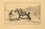John Innes, Untitled - Blindfolded Horse, 1900, etching on paper