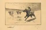 John Innes, Untitled - Horse Rider and Stears, 1900, etching on paper