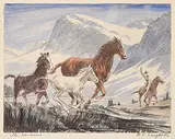 Alfred Crocker Leighton, The Wanderers #A/P, hand coloured lithograph