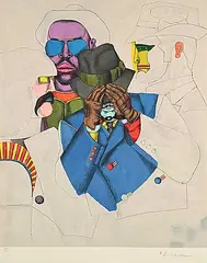 Richard Lindner, New York Men / Fun City #45/175, colour lithograph on paper