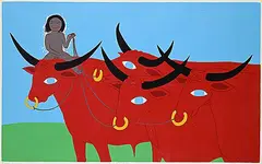 . ManWoman, Four Red Bulls #37/190, colour silkscreen on paper