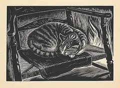 Dorothy McEntee, Tabby, 1939, wood block on paper