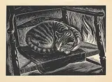 Dorothy McEntee, Tabby, 1939, wood block on paper