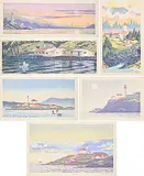 Graham A. Scholes, Untitled - Lot of Six Coastal Prints, colour wood blocks on paper
