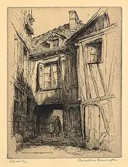 Caroline Armington, La Rue du Hallagea, Rouen #6/20 [4th State], 1920, etching on paper