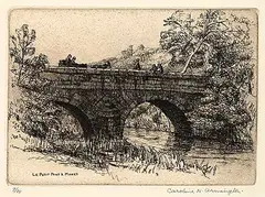 Caroline Armington, Le Petite Pont a Monet, 1917, etching on paper