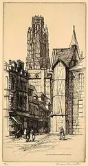 Caroline Armington, La Tour de Beurre de la Cathedrale de Rouen #48/100, 1923, etching on paper