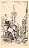 Caroline Armington, L'eglise Saint-Severin, Paris, 1926, etching on paper