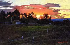 Richard Berg, Sun Rise, oil on wood board