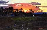 Richard Berg, Sun Rise, oil on wood board