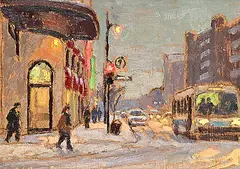 Antoine Bittar, Berri Street, Montreal, 2011, oil on wood board