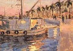 Antoine Bittar, The Fishing Boat, oil on wood board