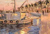 Antoine Bittar, The Fishing Boat, oil on wood board