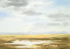 Untitled - Misty Mountain View by Stanford Earl Blodgett, watercolour on paper, sold Dec 2024