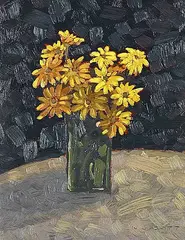 Nicholas J. Bott, Flowers, 1973, oil on wood panel