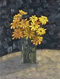Nicholas J. Bott, Flowers, 1973, oil on wood panel