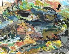 Alan Briks, River Rhythm [Kennedy River, Vancouver Island BC], 2011, mixed media on paper