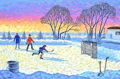 William Roy Brownridge, Three Generations - Manitoba Childhood, acrylic on canvas