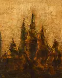 Kim Bruce, Afforest 4, 2005, encaustic and oil on wood board