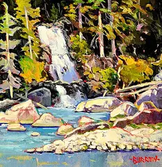 John H. Burrow, Seymour Valley Falls, acrylic on canvas board