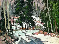 Robert Lee Chadwick, Bend in the Road by Halls Lake, 1965, oil on canvas board