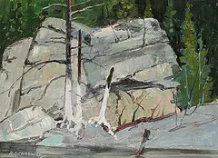 Robert Lee Chadwick, Stumps on the Hawk River, Haliburton, Ont., oil on canvas board