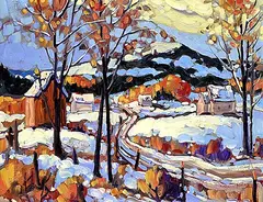 Late Autumn Snow [Coldstream] by Rod Charlesworth, oil on wood board, sold Dec 2024