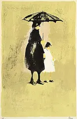 Leonard E. Creo, Untitled - Mother and Child #89/100, colour lithograph on paper