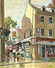 Jean-Guy Desrosiers, Rue des artistes peintres [Quebec], oil on wood board