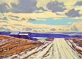 William Duma, Farm Buildings, oil on canvas board