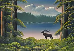 Levine Flexhaug, Untitled - Mighty Silhouette, 1945, oil on wood board