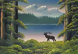 Levine Flexhaug, Untitled - Mighty Silhouette, 1945, oil on wood board