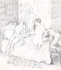 Greg Franko, Night Shall Eat These Girls, graphite on paper
