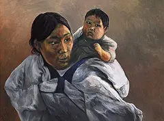 Gabriel Joseph Gely, Untitled - Mother and Daughter, 1972, oil on canvas board
