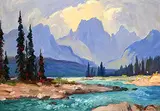 Roland Gissing, Untitled - River Scene, oil on wood board